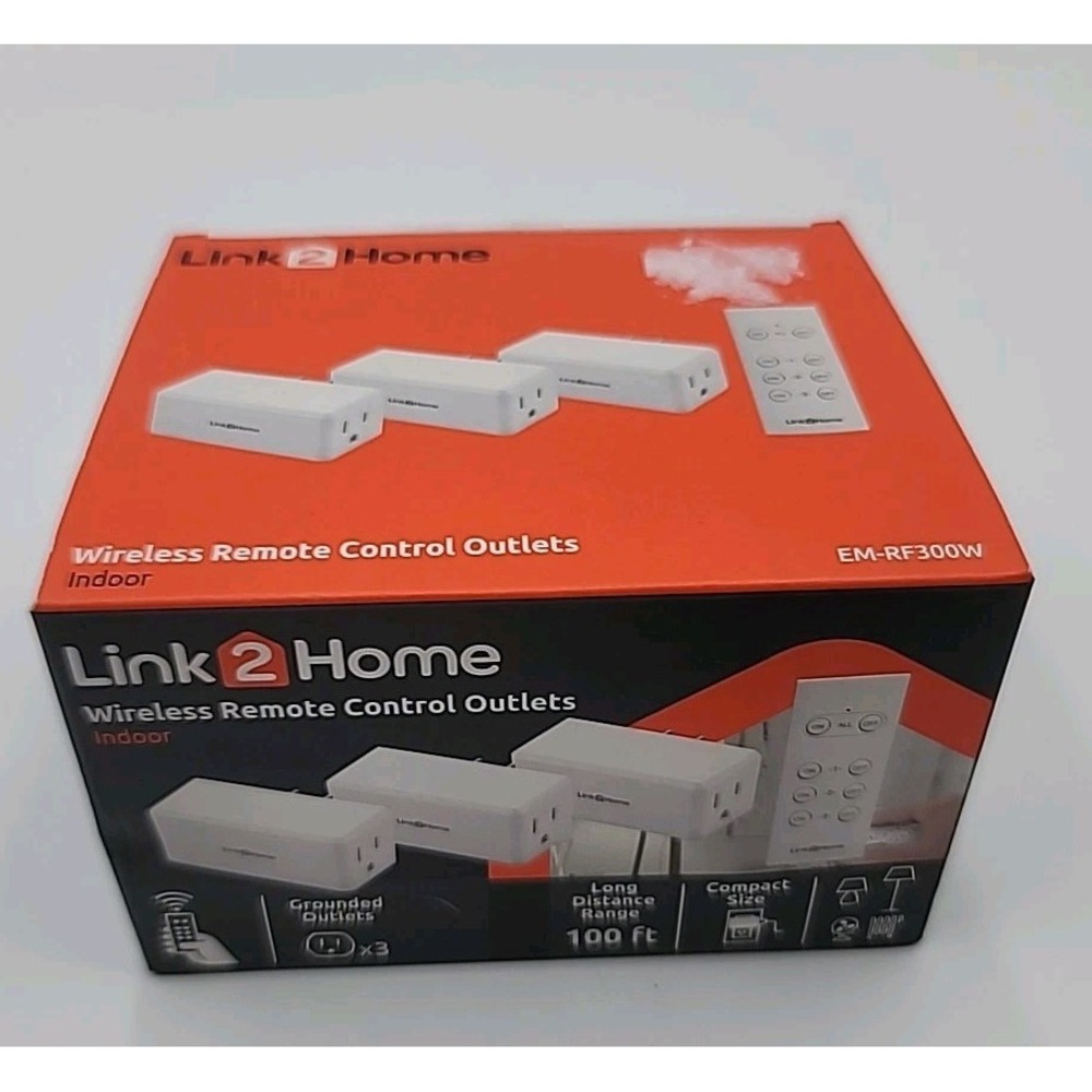 Link2Home Wireless Remote Control Outlets & Countdown Timer Indoor EM-RF300W